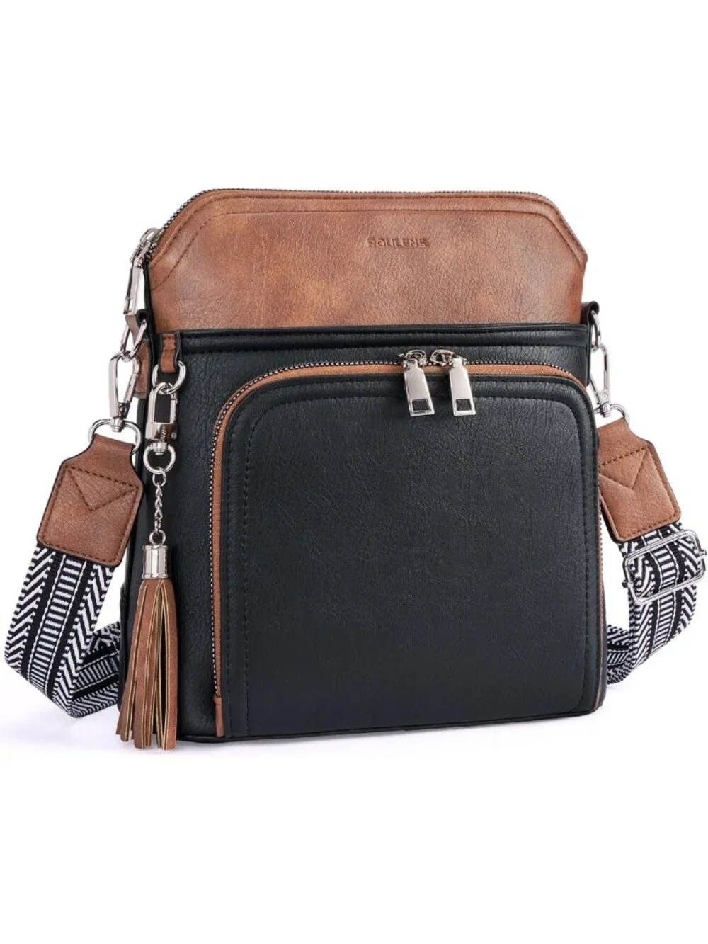 Vegan Leather Medium Crossbody Purse for Women | Travel Wallet Bag with Tassel